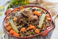 Beans with vegetables and meat on a plate Royalty Free Stock Photo