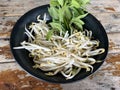 beansprout and thai basil on dish Royalty Free Stock Photo