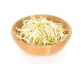 Beansprout in Wooden bowl on white background Royalty Free Stock Photo