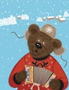 Bear with accordion Royalty Free Stock Photo