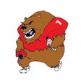 A bear angry animal sports mascot holding an American football ball Royalty Free Stock Photo