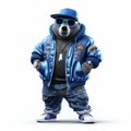 Tibetan Blue Bear: Hip-hop Style 3d Image