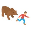 Bear attack icon, isometric style