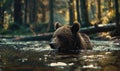 Bear bathing in a river cool water Royalty Free Stock Photo