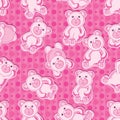 Bear bear seamless pattern pink dot background