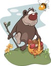 Bear and bee. Cartoon Royalty Free Stock Photo