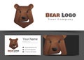 Bear Brown Corporate Logo and Business Card Sign Template.