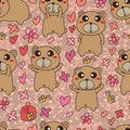 Bear brown cute small seamless pattern