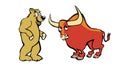 Bear and bull. Color vector flat illustration isolated on white background Royalty Free Stock Photo