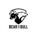 Bear and bull trading logo template