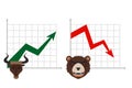 Bear and bull vector illustration. Players on Exchange. Bulls and bears traders.