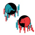 Bear and bull vector logo. Players on Exchange. Bulls and bears traders on a stock market. Vector. Royalty Free Stock Photo