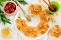 Bear buns. Ridiculously adorable pull-apart bear shaped milk bread rolls. Cute and kawaii Japanese style food art