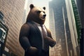 Bear business man, stock market, financial investments, Generative Ai