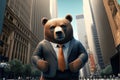 Bear business man, stock market, financial investments, Generative Ai Royalty Free Stock Photo