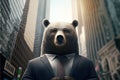 Bear business man, stock market, financial investments, Generative Ai Royalty Free Stock Photo