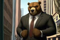 Bear business man, stock market, financial investments, Generative Ai Royalty Free Stock Photo
