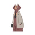 Bear Businessman with Briefcase, Humanized Brown Animal Character Wearing Coat and Hat Cartoon Vector Illustration