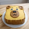 Yellow Bear Cake: A Banana Bread Face Cake With 2d Beaver Theme