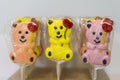 Bear cake pops. Lollipops in the form of bears Royalty Free Stock Photo