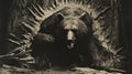 Explosive Wildlife The Bear - A Black And White Film Still