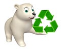 Bear cartoon character with recycle sign Royalty Free Stock Photo