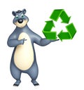 Bear cartoon character with recycle sign Royalty Free Stock Photo