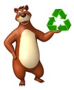 Bear cartoon character with recycle sign Royalty Free Stock Photo