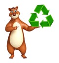 Bear cartoon character with recycle sign Royalty Free Stock Photo