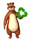 Bear cartoon character with recycle sign Royalty Free Stock Photo