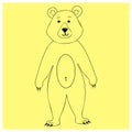 Bear character standing on his hind legs. Linear elements for coloring book, printing for clothe. Russian national Fair