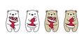 Bear Christmas polar icon vector santa claus hat logo cartoon character gift doodle illustration design