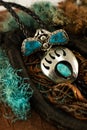 Bear Claw Bolo and Ring with Turquoise and Silver