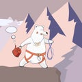 Bear-climber - polar bear in a rescue harness