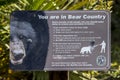 Bear Country Warning, Advisory Sign