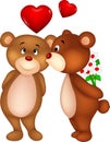 Bear couple cartoon kissing