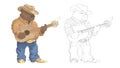 Bear cowboy with a guitar