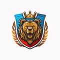 Bear with crown mascot logo design modern illustration vector Royalty Free Stock Photo