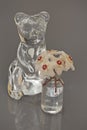 Bear Crystal figurine Hoya flowers Royalty Free Stock Photo