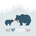 Bear with a bear cub Mother`s Day card