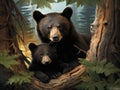 Bear Cub Twins with Mom in a Tree