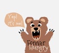 Bear cute and funny dude t-shirt print. Forest friends kids design, wild animal nursery poster Royalty Free Stock Photo