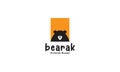 Bear cute with sunset logo symbol vector icon illustration graphic design Royalty Free Stock Photo