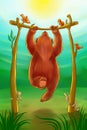 Bear doing chin-ups Royalty Free Stock Photo