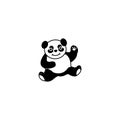 Bear doll panda logo. cute cartoon mascot simple character doodle illustration