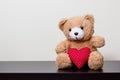 Bear doll and red heart Royalty Free Stock Photo