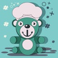 Bear doll wearing chef hat with mouth fork and spoon combination Royalty Free Stock Photo