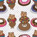 Bear donut cute sugar seamless pattern Royalty Free Stock Photo