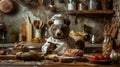Bear dressed as a chef ready to cook up a storm