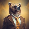 Corporate Punk: A Photorealistic Bear In A Suit With Sunglasses